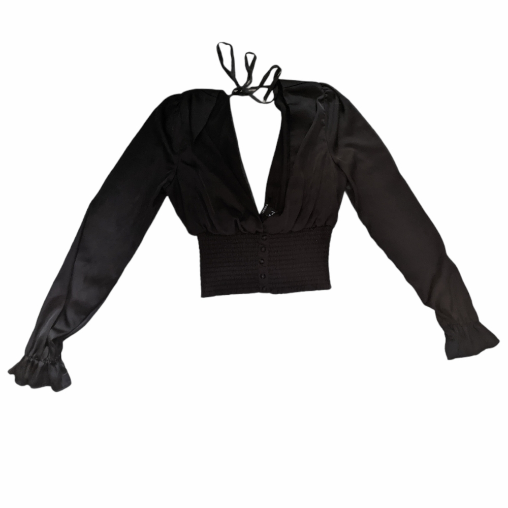 Forever 21 Satin Deep V Crop Top